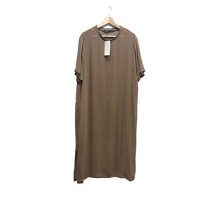 Zara Chiffon Short Sleeves Maxi Dress Casual Brown Womens Size XXL NWT